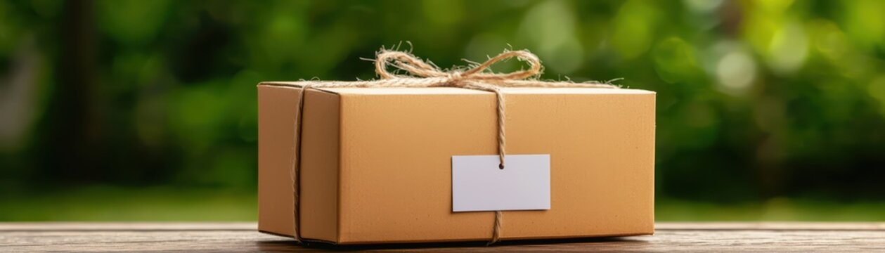 Parcel with Shipping Label on Doorstep Surrounded by Chaos in Natural Setting