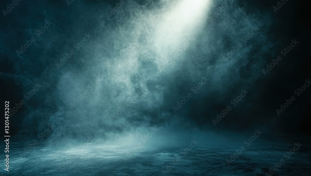 Poster subtle ambient light illuminates a dark foggy background, creating an ethereal atmosphere for dramat