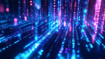 Abstract digital data stream, glowing lines, futuristic. Possible use Technology background