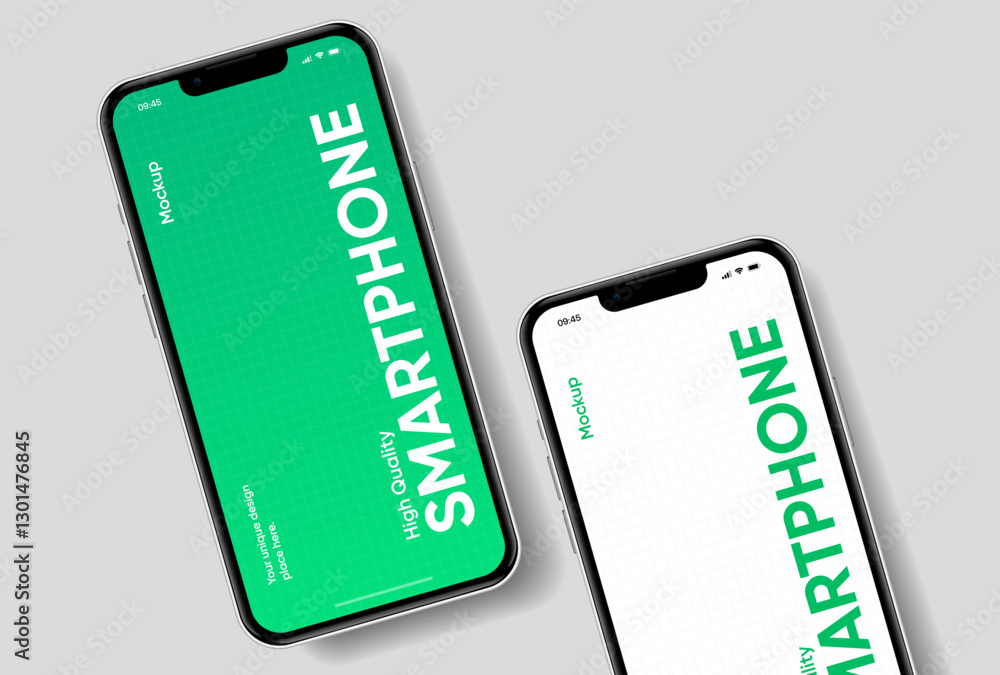 Leinwandbilder Realistic smartphone mockup. Mobile phone vector with isolated on white background. Device front view. 3D mobile phone with shadow. Realistic, high quality smart phone mockup for ui ux presentation.