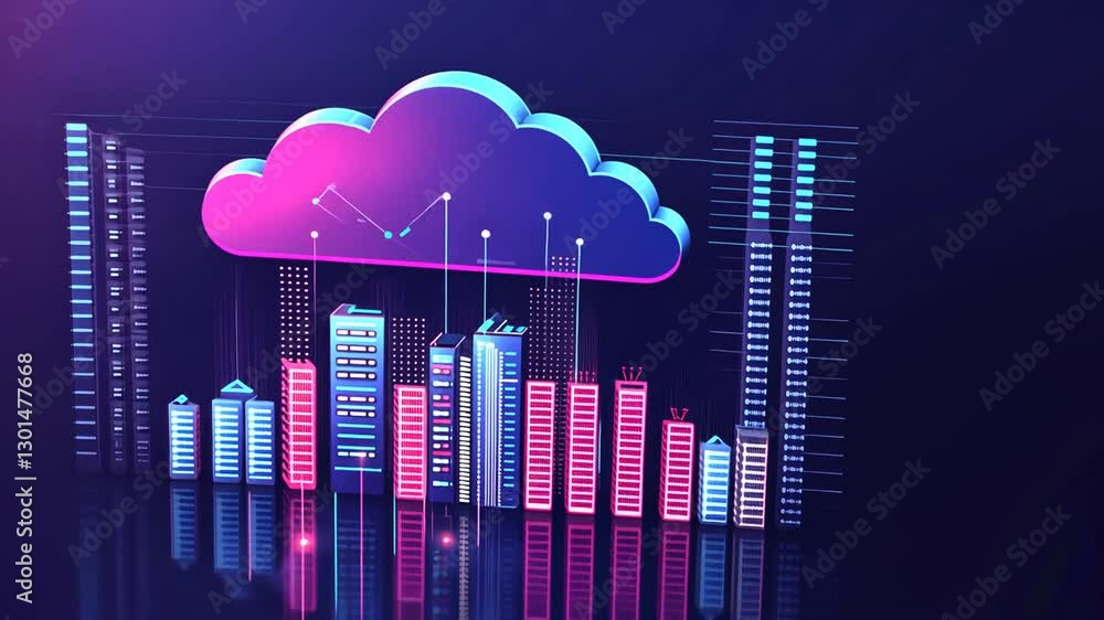 Aufkleber futuristic cloud computing network and data transmission with digital servers