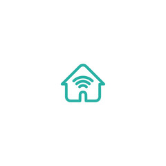 Wifi home icon logo flat vector design