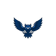 Owl mascot icon logo flat vector design