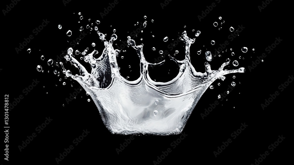 Poster Slow Motion Water Splash Creating Chaos with Dynamic Droplets and Ripples
