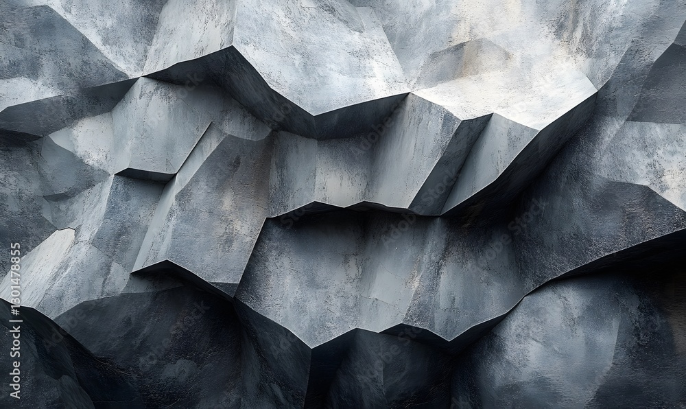 Poster abstract geometric pattern with angular shapes and a rugged gray surface texture