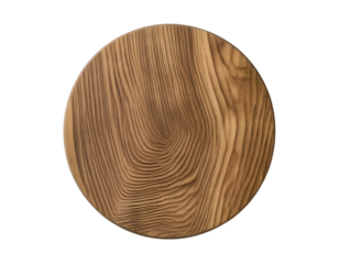 Wooden round plate isolated on transparent background