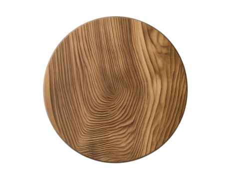 Wooden round plate isolated on transparent background
