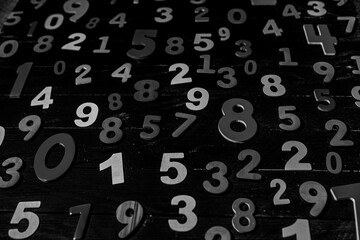 Background of numbers. from zero to nine. Numbers texture. Finance data concept. Mathematic. Seamless pattern with numbers. financial crisis concept. Business success.