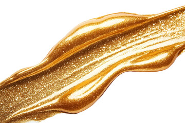 Elegant Golden Lip Gloss Smear with Smooth Flowing Edges for Isolation