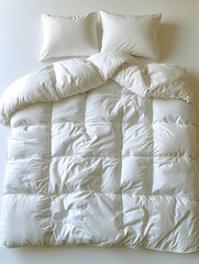 Obraz premium White Comforter on Bed, Top View