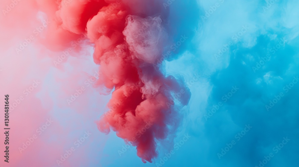 Poster abstract red and blue smoke cloud artistic design background texture image for digital projects mode
