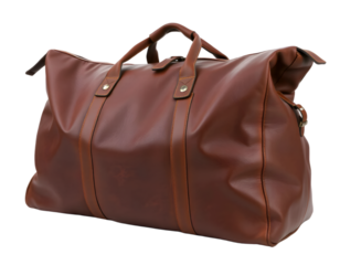 Brown leather bag isolated on a transparent background