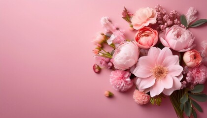 Naklejka premium cute flower arrangement on bright background with space for text