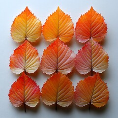 Obraz premium Autumn leaves arranged on a white surface