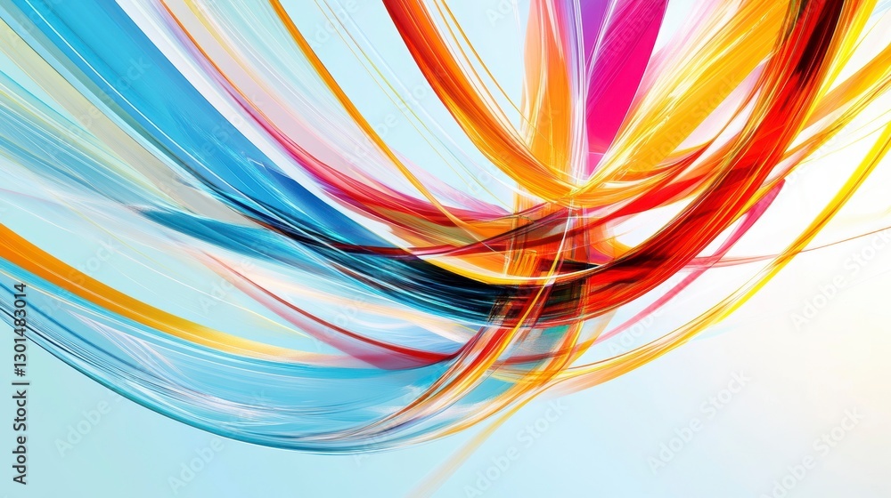 Poster abstract colorful dynamic ribbons on light background. potential use for design inspiration