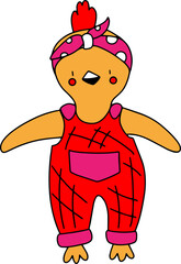 Chick. Flat cute vector spring Easter design in colored doodle style