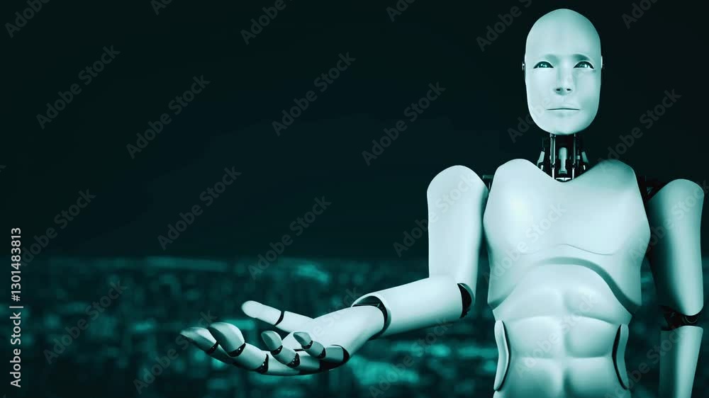 Poster future financial technology controll by ai robot huminoid uses machine learning and artificial intel