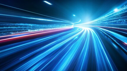 Abstract speed tunnel lights night background digital