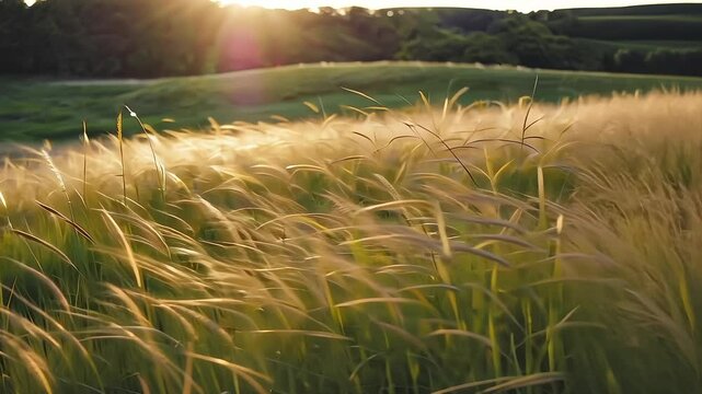 Meadow with Tall Green Grass