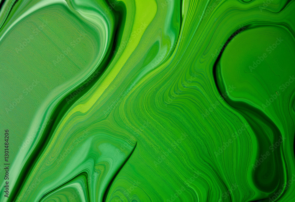 Poster abstract fluid green texture with glossy wavy patterns and vibrant organic flow in a modern artistic