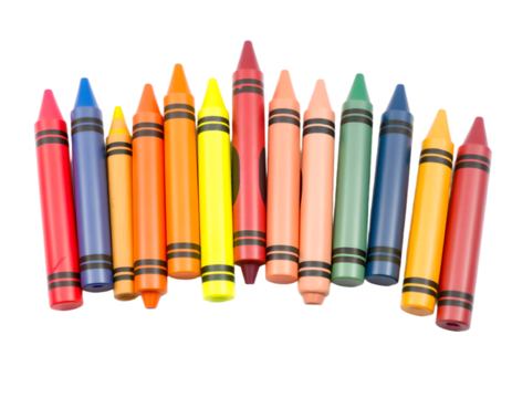Colorful crayons isolated on transparent background