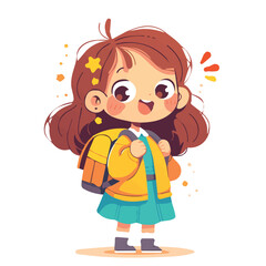 Design and illustration of a cute female student with school supplies for motion graphics and animation