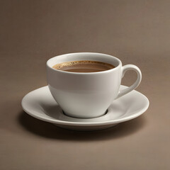 Fototapeta premium cup of coffee on neutral background, white mug with white plate