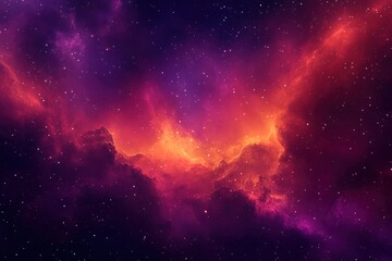 Fototapeta premium Fiery nebula in deep space with vibrant red, orange, and purple hues.