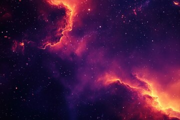 Obraz premium Fiery nebula with cosmic dust and stars.