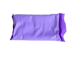 Crumpled purple paper isolated on transparent background
