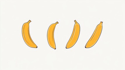 Fototapeta premium Four Bananas, Illustration, White Background