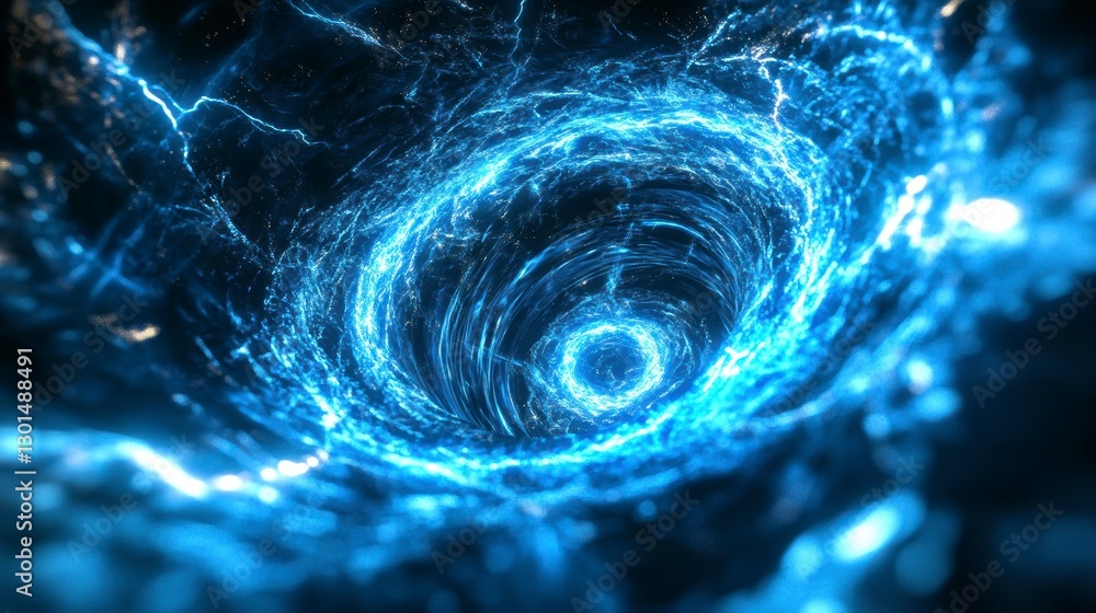 Poster abstract swirling vortex of blue energy. possible use background design for a science fiction movie 