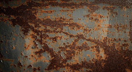 Heavily Rusty Metal Texture with Flaking Paint -  Distressed and Weathered Surface for Industrial, Grunge and Vintage Backgrounds.
