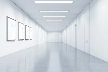 Modern gallery interior with empty copyspace for display. AI generated illustration.