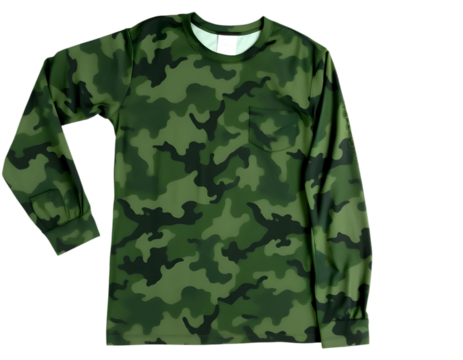 Camouflage t-shirt isolated on transparent background