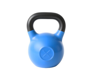 Blue kettlebell isolated on a transparent background