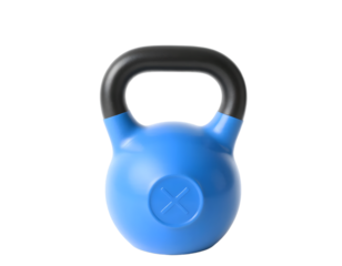 Blue kettlebell isolated on a transparent background
