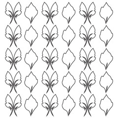Outline Leaf Pattern Vector, Line Art Botanical Design, Isolated on White Background for Decorative Use