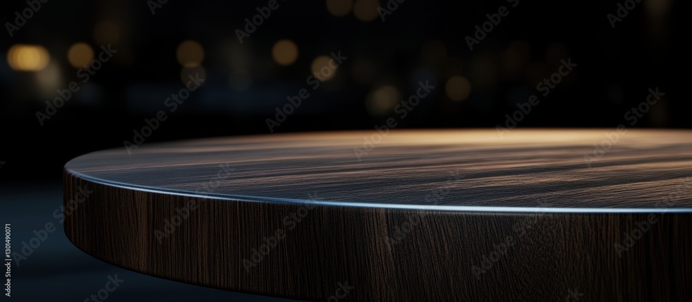 Poster wooden table surface in soft lighting with blurred background bokeh effect ideal for product photogr