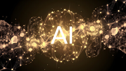 A conceptual image of AI as an interconnected series of pulsing, glowing orbs.