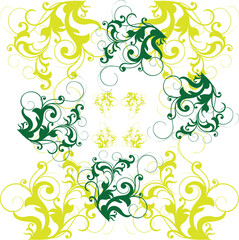 Symmetrical Red Ornamental Design with Swirling Vines