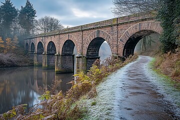 Fototapeta premium Arched Bridge Reflecting on Calm Lake in Nature