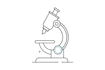 Line Drawing Vector of a Microscope and Essential Science Equipment