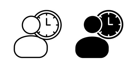 Person overtime, attendance Icon set.Symbol isolated white background. vector illustration. color editable.