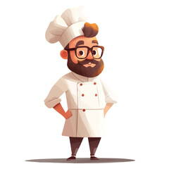 Example of a chef character illustration with a beard and mustache