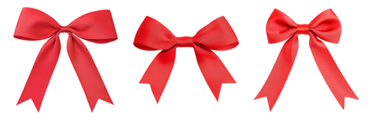 Elegant Red Bows with Flowing Ribbons for Decor Isolated on transparent background