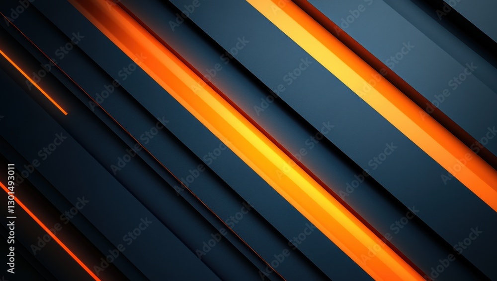 Poster abstract background with dynamic orange lines on dark blue surface creating a modern textured design
