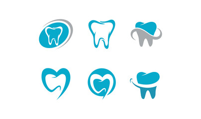 Set of dental icons featuring various tooth and teeth symbols for health, care, and hygiene