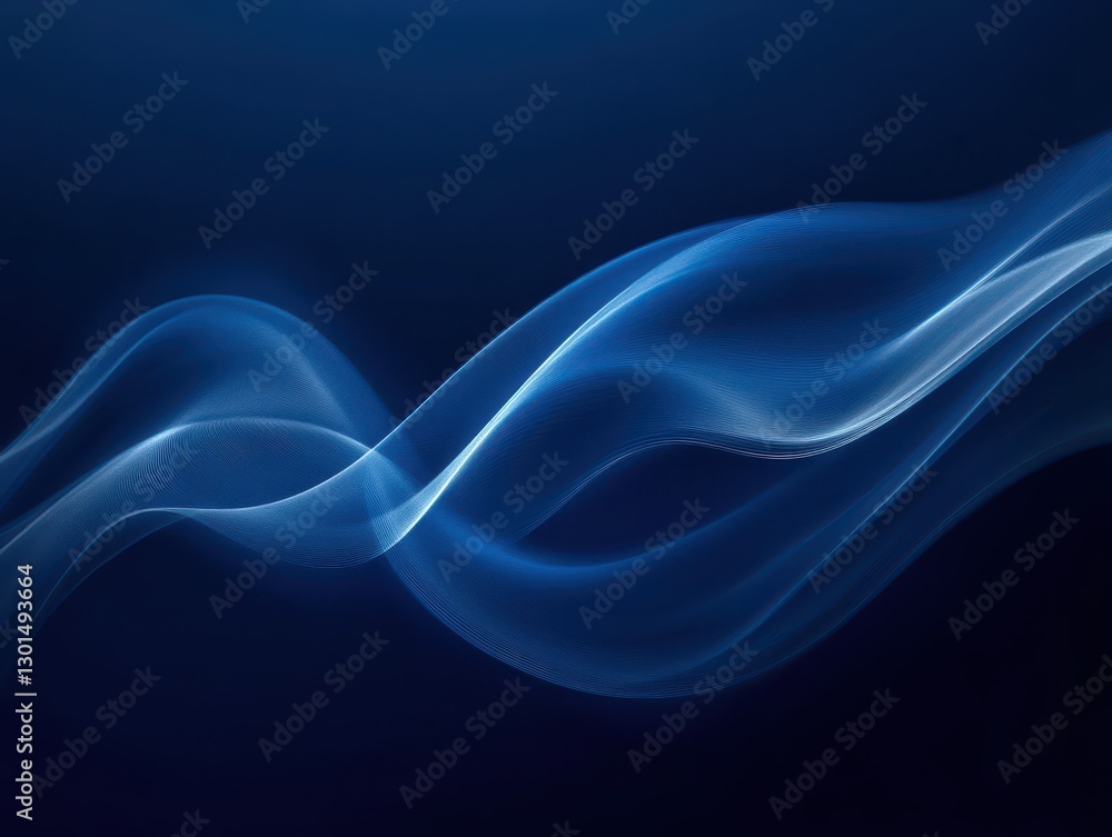 Poster abstract blue wave formation with soft flowing lines on a dark background for creative and artistic 