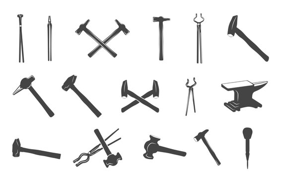 Blacksmith tools svg, Blacksmith tools silhouette, Vintage tools silhouette, Vintage tools svg, Tools svg, Tools silhouette.